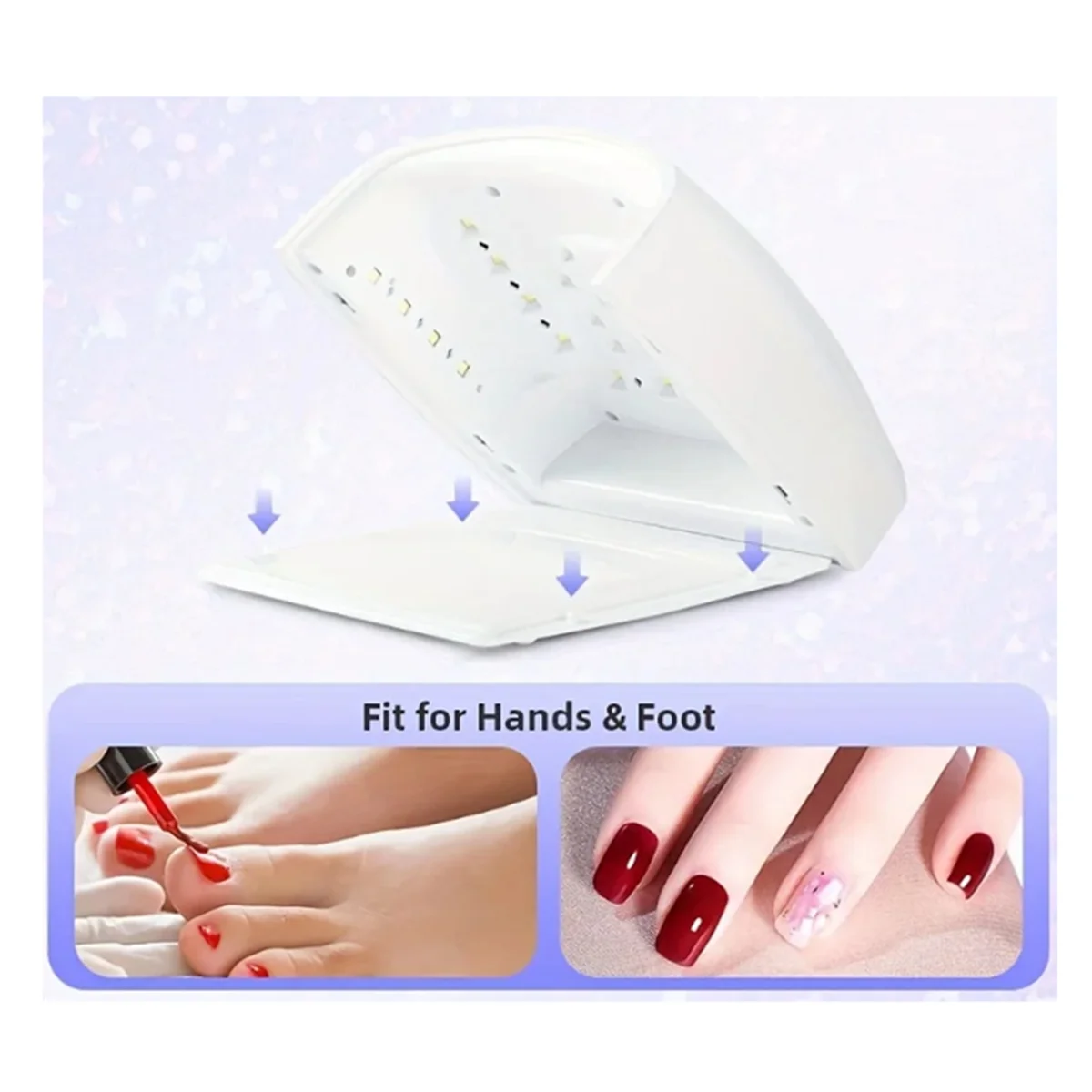 Supernew Lampe à ongles LED UV rechargeable Lampe 66 W pour manucure avec écran LCD 4 réglages de minuterie Outils de manucure pour nail art Prise UE,A