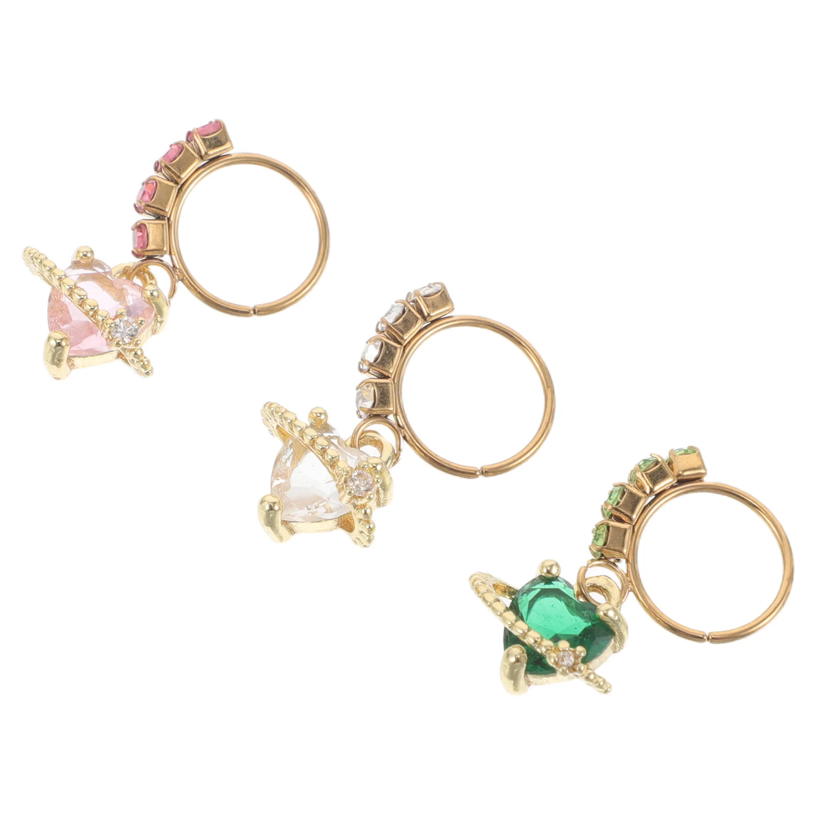 

3Pcs Heart Nose Rings Set - Shiny Stainless Steel Nose Decor Rings for Women Daily Wear Festival Party Styling