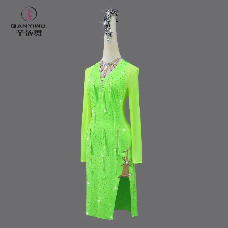 Vestido de Baile Latino con Flecos para Fiestas, Disfraces de Escenario, Ropa Sexy para Niñas, Traje de Práctica de Baile Elegante para Mujer, Ropa de Baile Nueva ropa para competicion danza latina flamenco falda niña