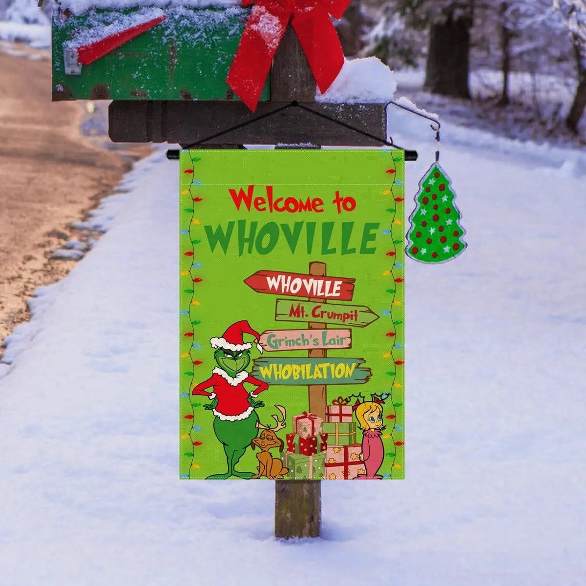 Sunwer Welcome to Whoville Grinchmas Garden Flag Merry Christmas Winter Holiday Party Decoration Outdoor Front Lawn Yard Patio D