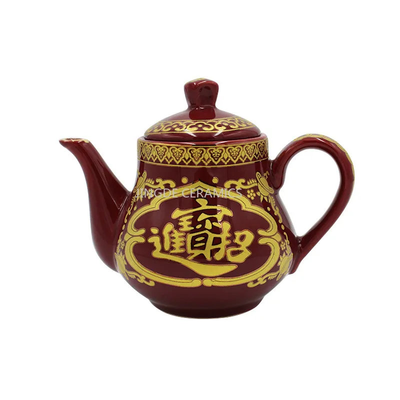 1pc Ceramic Fortune Teapot Ceramic Wine Pot Wine Cup Supplies Buddhist Hall Teapots/wine Pot Household Sacrificial Supplies