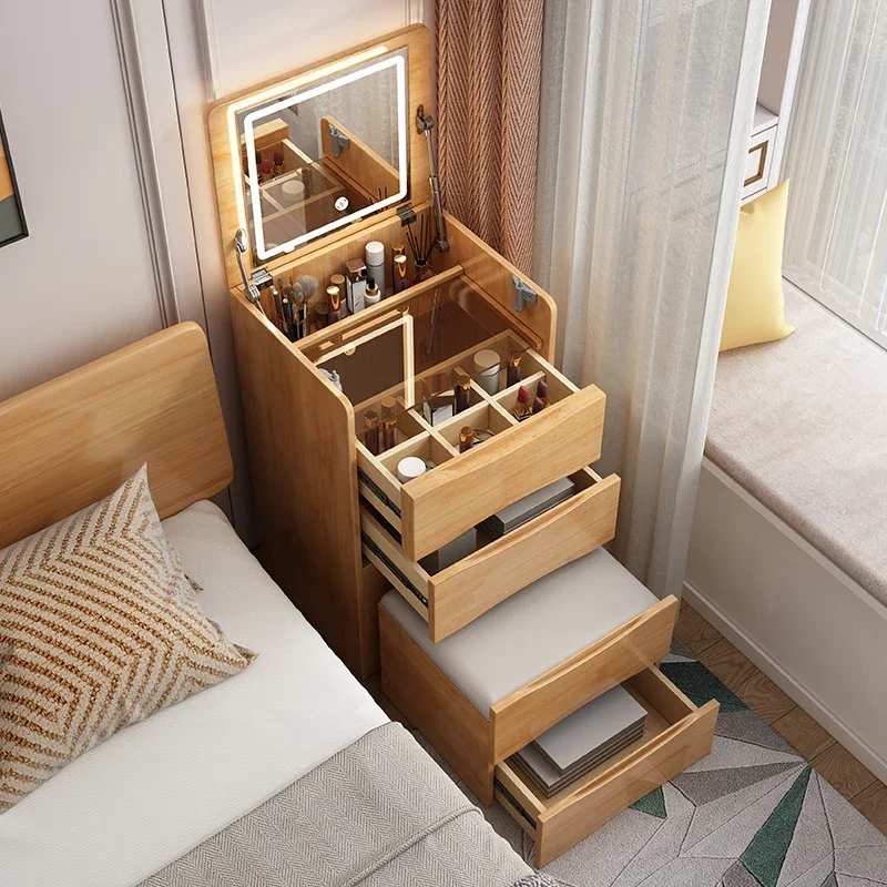

Narrow Cabinet Dresser Nordic Solid Wood Dressing Table Bucket Cabinet Dresser Storage Bedside Nightstands Bedroom Furniture