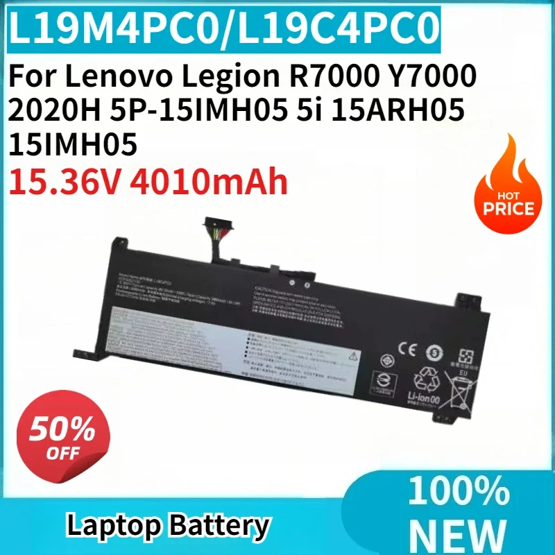 

100% New L19M4PC0 L19C4PC0 15.36V 4010mAh Laptop Battery for Lenovo Legion R7000 Y7000 2020H 5P-15IMH05 5i 15ARH05 15IMH05