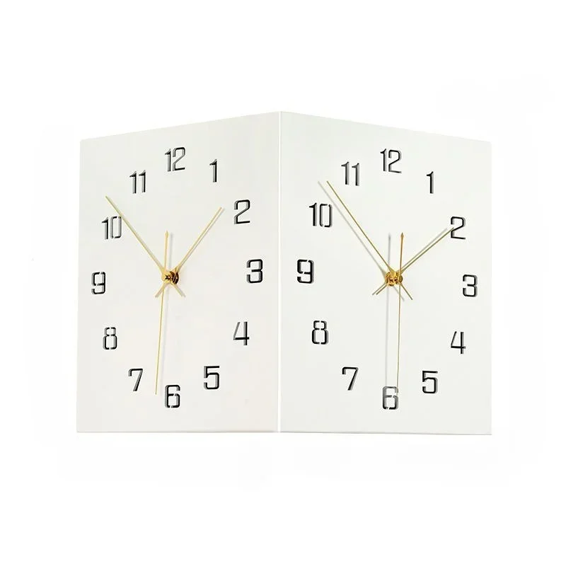 

Double-Sided Wall Clock with LED Light,Creative Muted Quartz Wall Corner Clock for Home Decoration