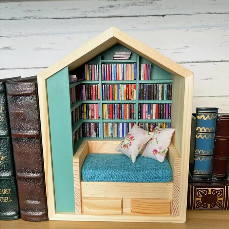 Miniature Booknook Kit Booknook Kits For Adults 3D Tiny House Library Creative Craft Wooden Decoration Tiny World Inside Wood