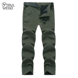 TRVLWEGO Men Autumn Winter Pants Climbing Trekking Fleece Fishing Tactical Softshell Military Camping Hiking Skiing Trousers
