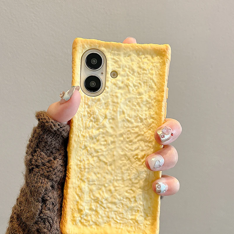 Modny, zabawny pokrowiec silikonowy z motywem chleba i tostu na iPhone'a 17 Pro Max 16 15 13 12 11 14 Plus Air, kreskówkowy, ochronny futerał na tył. — zdjęcie produktu 3