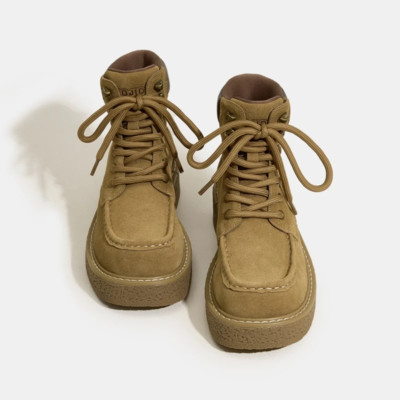 Women's Ankle Boots Fashionable Vintage Women Work Boots British Style Motorcycle Boot Casual Leather Boots Сапоги Трубы Женские