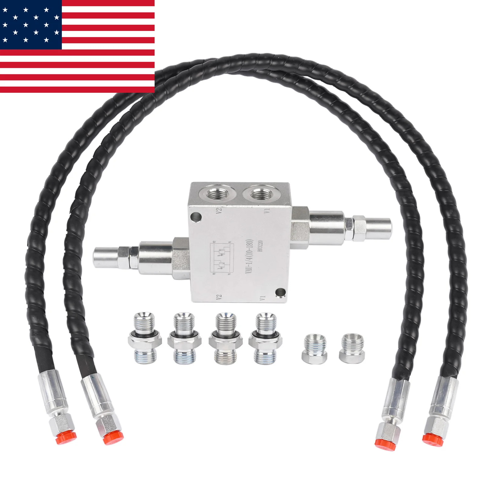 

AP03 M14x1.5 Mini Excavator Cushion Valve Kit with Swivel Motor Assembled 1/4" Hose