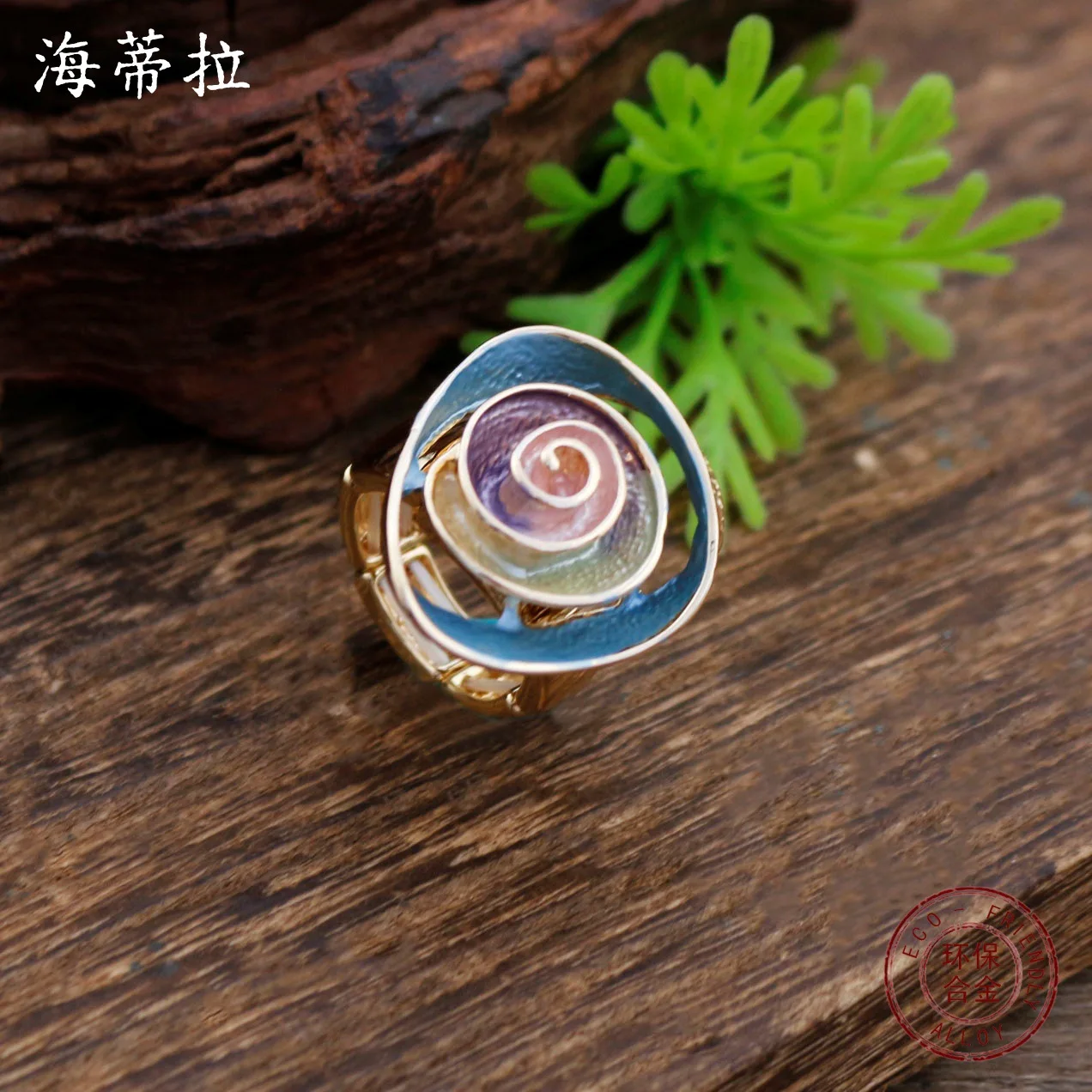 new enamel color hollow spiral flower elastic ring women's fashion high-end flower ring wholesale