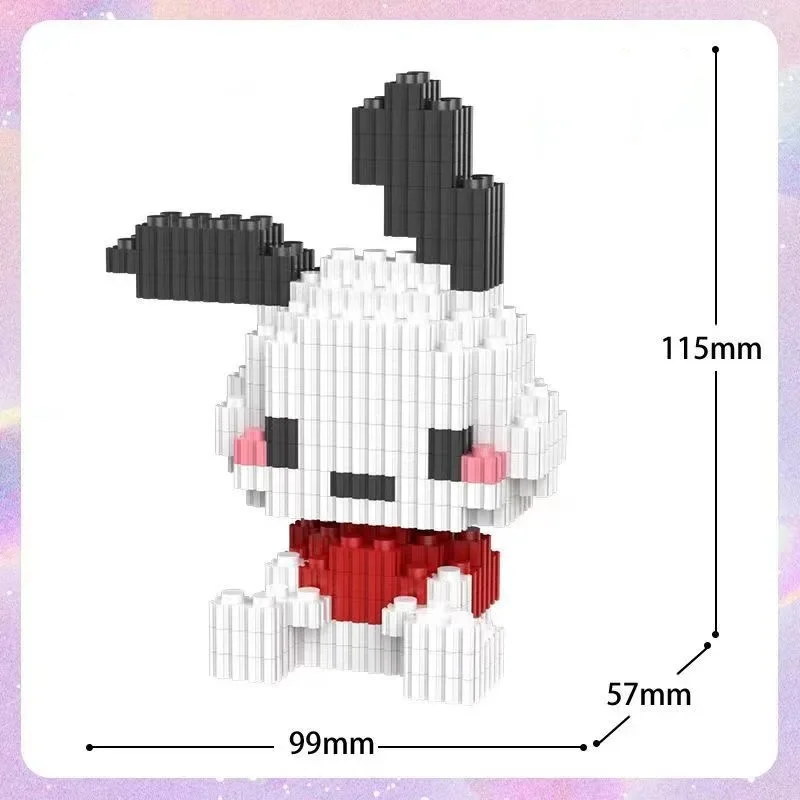 Sanrio Anime Building Blocks Hello Kitty Cinnamoroll Kuromi 3D Building Blocks Puzzle Children Girls Toy Gift Cute Girly Heart