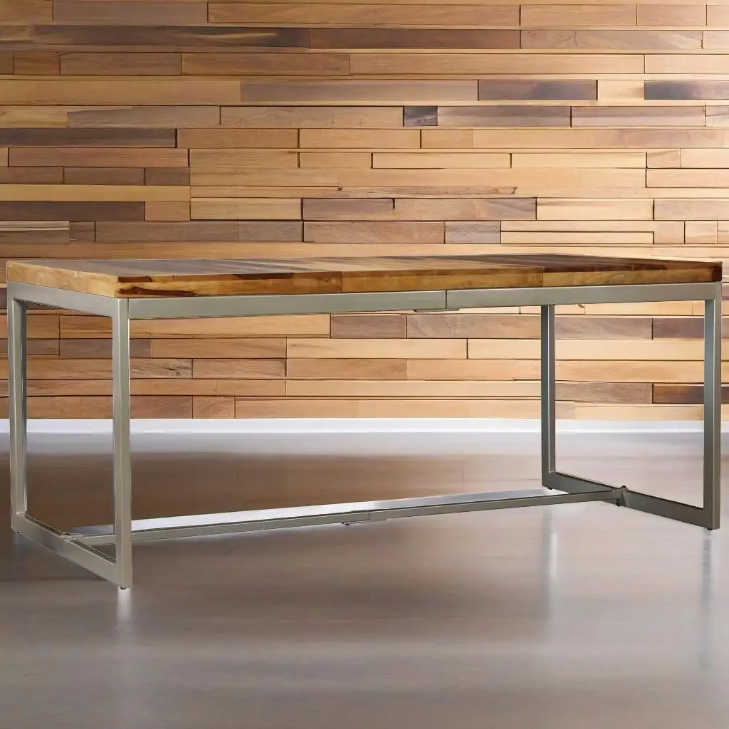 Mesa de comedor de madera maciza de Sheesham de 70,9 pulgadas con estructura de acero: elegancia moderna para su comedor