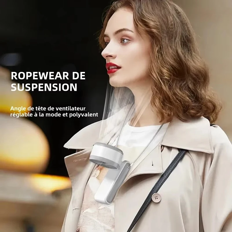 Ventilador elétrico portátil de refrigeração, resfriamento de gelo, 100 velocidades, dobrável, pendurado no pescoço, tipo c, recarregável, acampamento ao ar livre