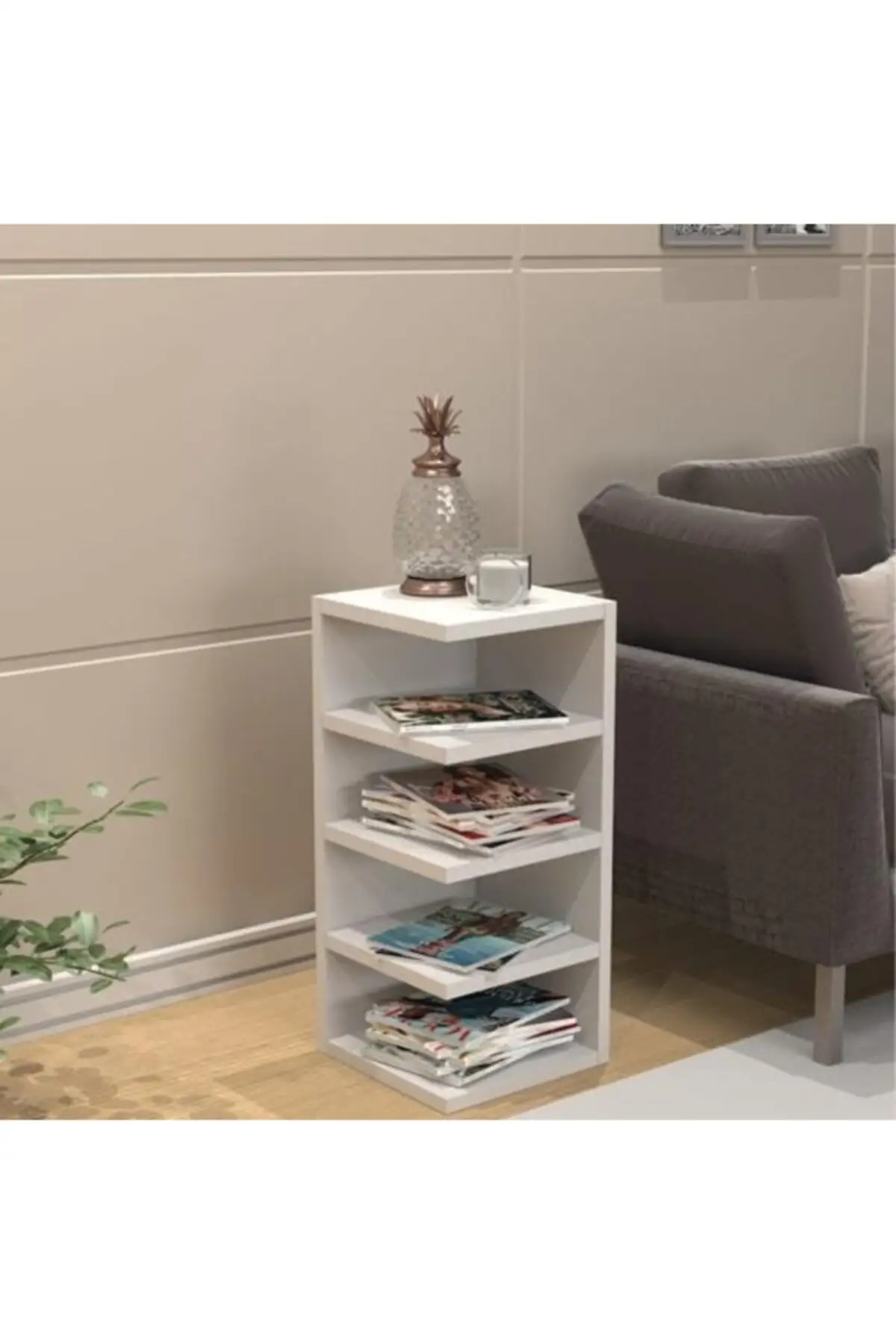 İskandinav bookshelf 4 Compartments Bookshelf Coffee Table White