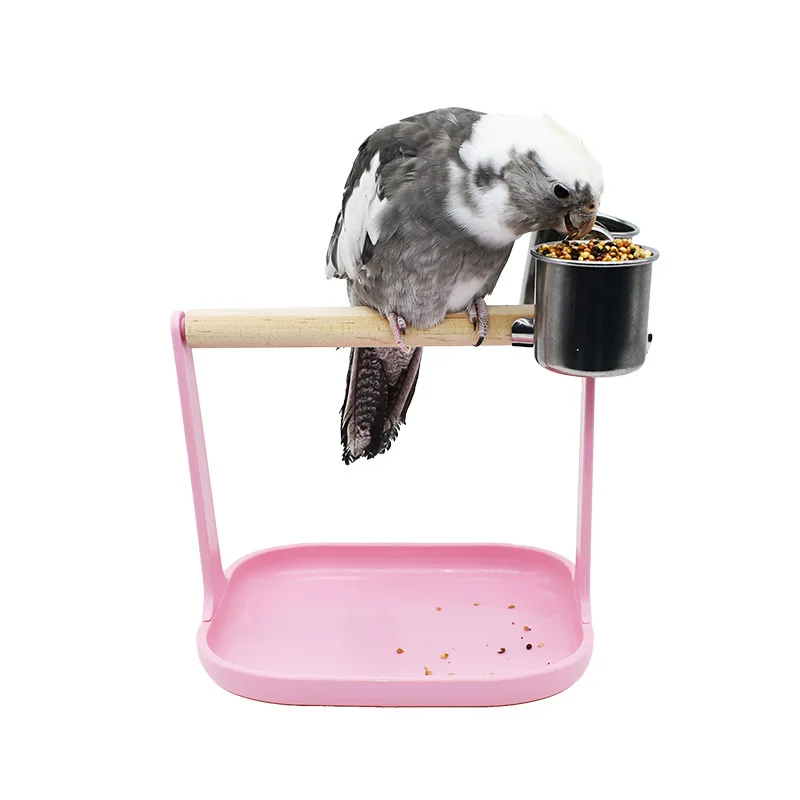 Parrot stand pole tabletop small stand bird stand stick bird stand food cup platform training stand stick habitat bird supplies