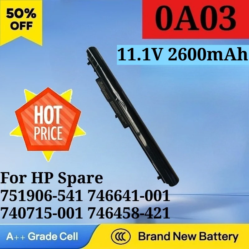 

Новая батарея для ноутбука 0A03 11.1V 2600mAh для HP, замена 751906-541, 746641-001, 740715-001, 746458-421, HSTNN-LB5S, J1U99AA, F113, F114, F115