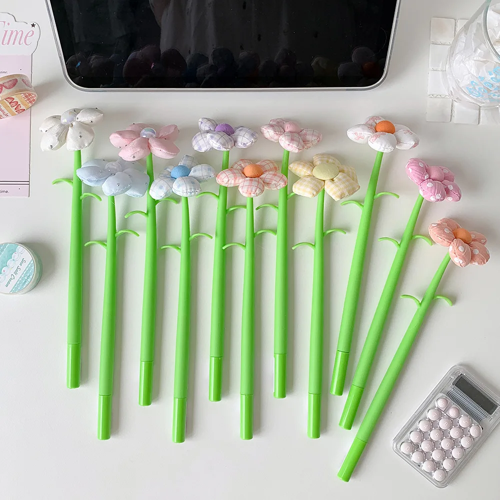 5/10pc Creative Cartoon Simulation Flower Ballpoint Pen 1.0mm Quick drying Gel Pen Student Stationery Teacher Day Party Gift Pen