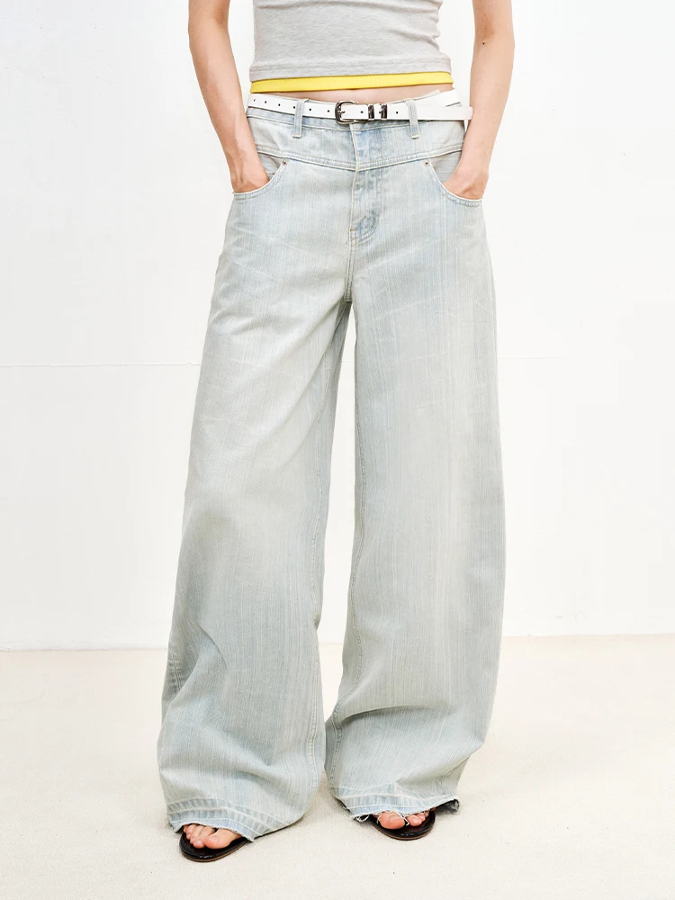 

Джинсы Resurrection Edition Waed Ice Blue Bamboo Bud Wide Leg Cleanfit с широкими штанинами, свободного кроя, женские, из денима