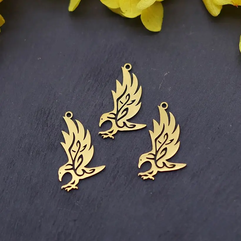 

3pcs DIY Eagle Charms Stainless Steel Trendy Flying Animal Pendant for Jewelry Making Earrings Men Punk Necklace Handmade Craft