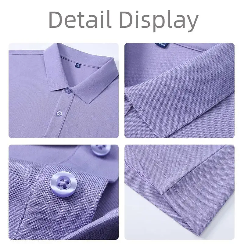 Ice Silk Solid Color Polo Personalized Custom LOGO Casual Multi Color Collar Short Sleeve T-shirt Employee Business Work Clothes