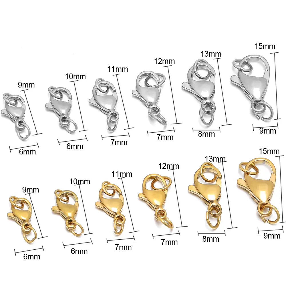 25Pcs Jump Rings Hooks Lobster Clasps Stainless Steel Connector Clasps with Jump Rings for DIY Bracelet Necklace Jewelry Making