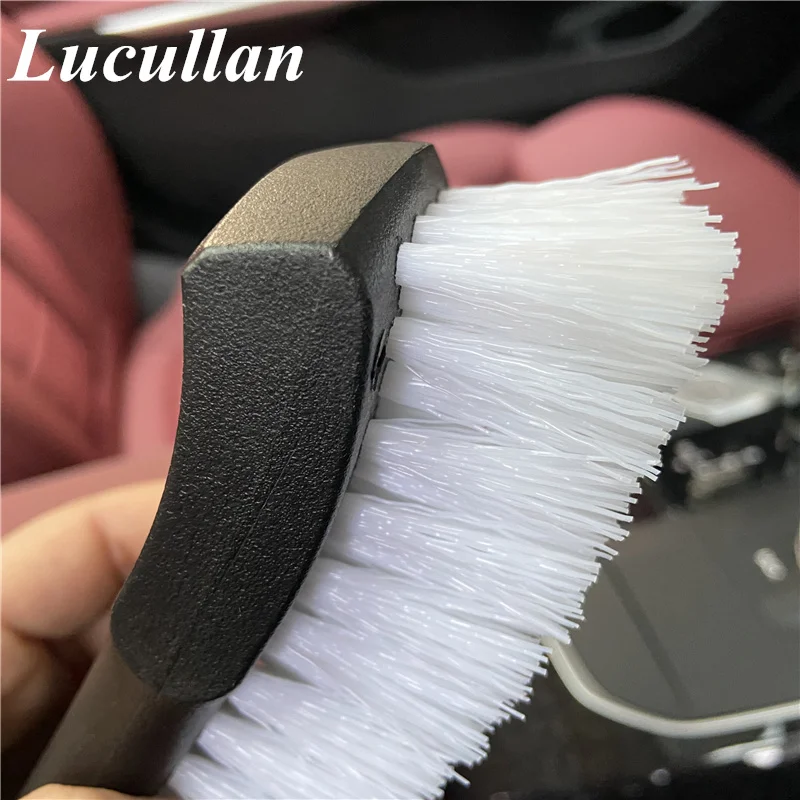 Lucullan White Stiff Hair Car Detailing Brushes For Car Frame Upholstery Carpet Tires Dirt Remove Cleaning Tools