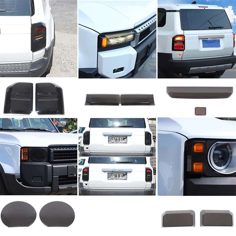 

Для Toyota Prado/J250 2024 + задний фонарь, черненый корпус, защитная крышка для фар, стоп-сигнал, указатель поворота, декоративная крышка, 2 шт.