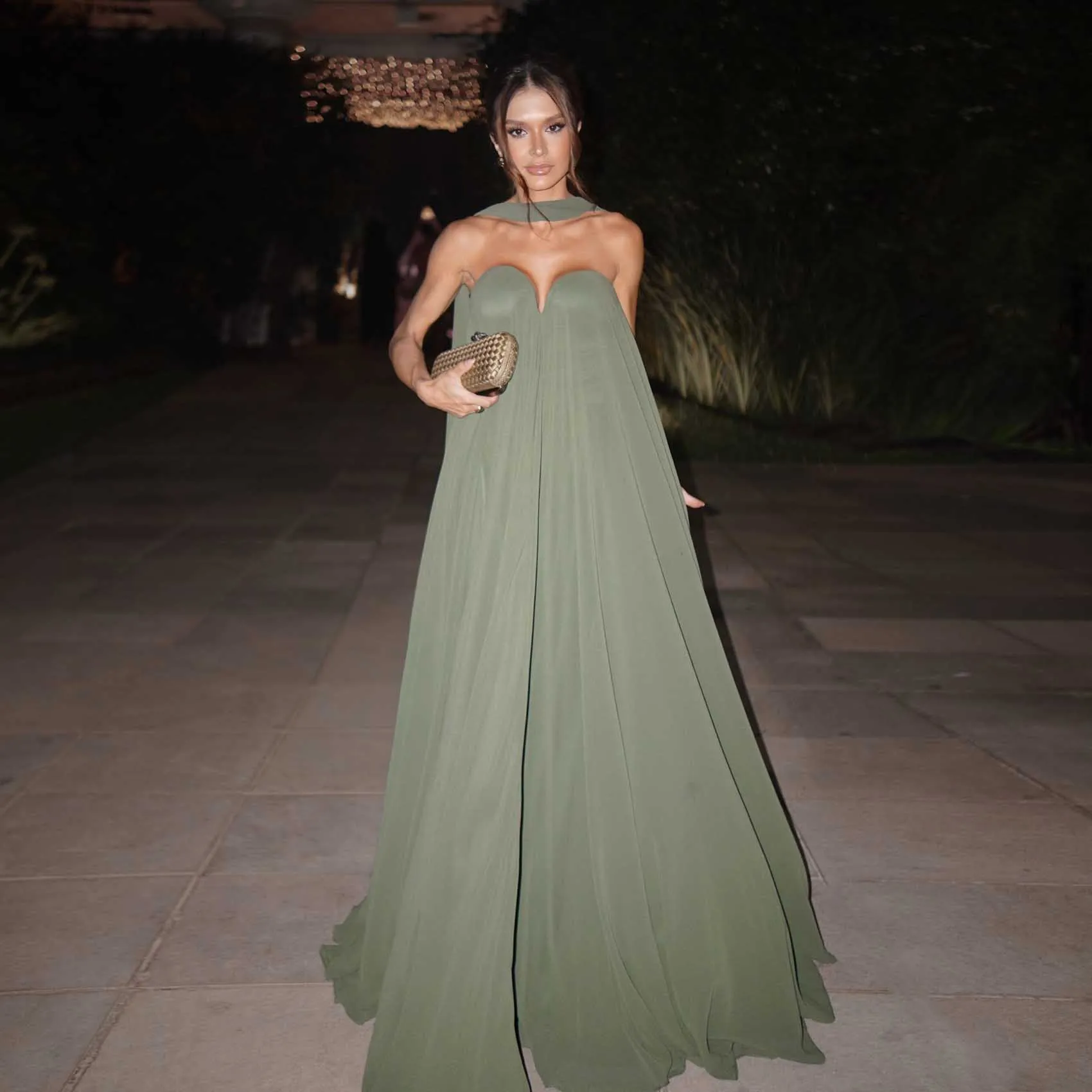 שמלות ערב רשמיות לנשים זורמות שיפון ללא כתפיות שמלות מסיבה 2026 חדש ירוק כהה שמלת אורחת לחתונה שמלה רשמית