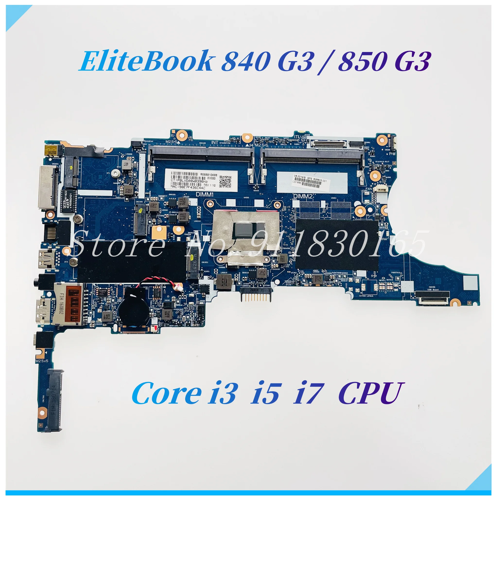 For HP EliteBook 840 G3 850 G3 Laptop Motherboard With Core i3 i5 i7 CPU UMA DDR4 826806-001 826805-001 Mainboard 100% work