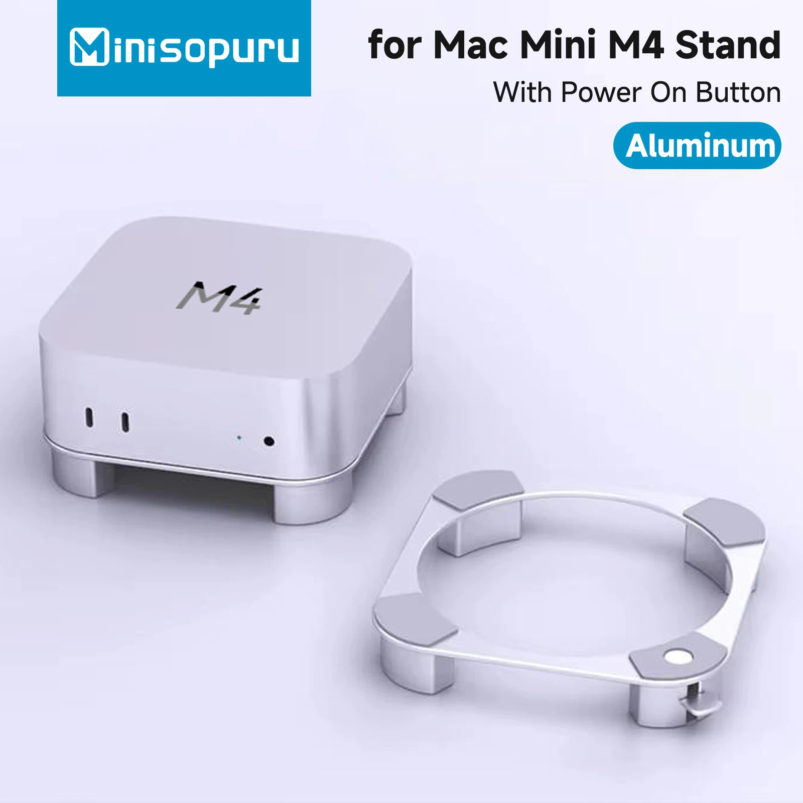 Minisopuru Mac Mini M4 Stand Aluminium Aloi Desktop Cooling Bracket Stand untuk Mac Mini M4/M4 Pro 2024