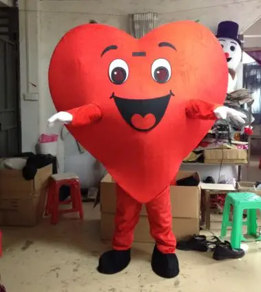 New Adult Hot Sale Foam Cute Red Heart Fancy Cartoon Mascot Costume Plush Christmas Fancy Dress Halloween Mascot Costume