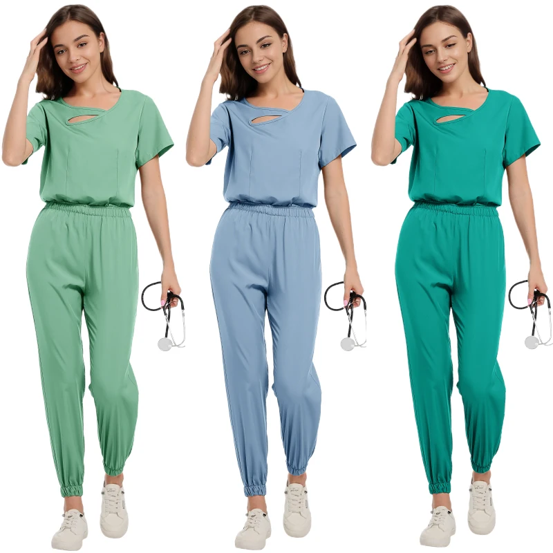 

Wholesale Casual Short Sleeve V-neck Straight Sets Pharmacy Work Clothes Medical Nurse Uniform Scrubs Women Set Nursing Uniforms