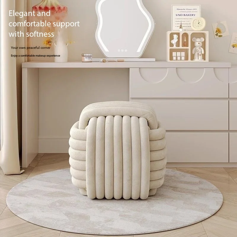 *modern Cute Sitting Stool Small House Bedroom Makeup Stool Mirror Front MakeupStool Changing Shoes Weaving Foot Cushion Stool