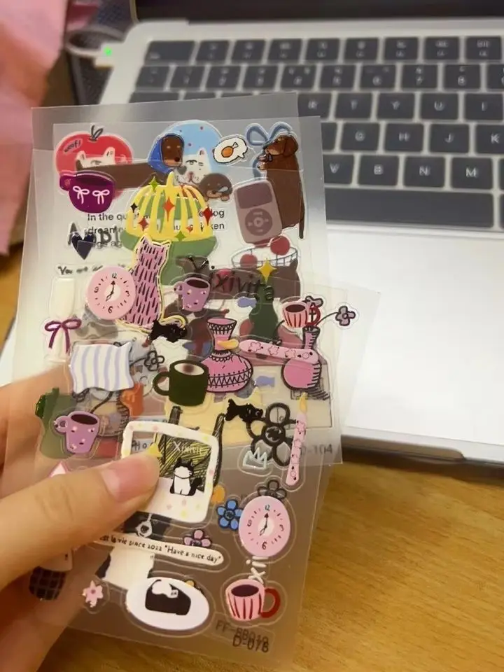 

Cute Apple Jelly Stickers Transparent Decals for DIY Phone Case Laptop Decoration Scrapbook Diary Stationery Supplies