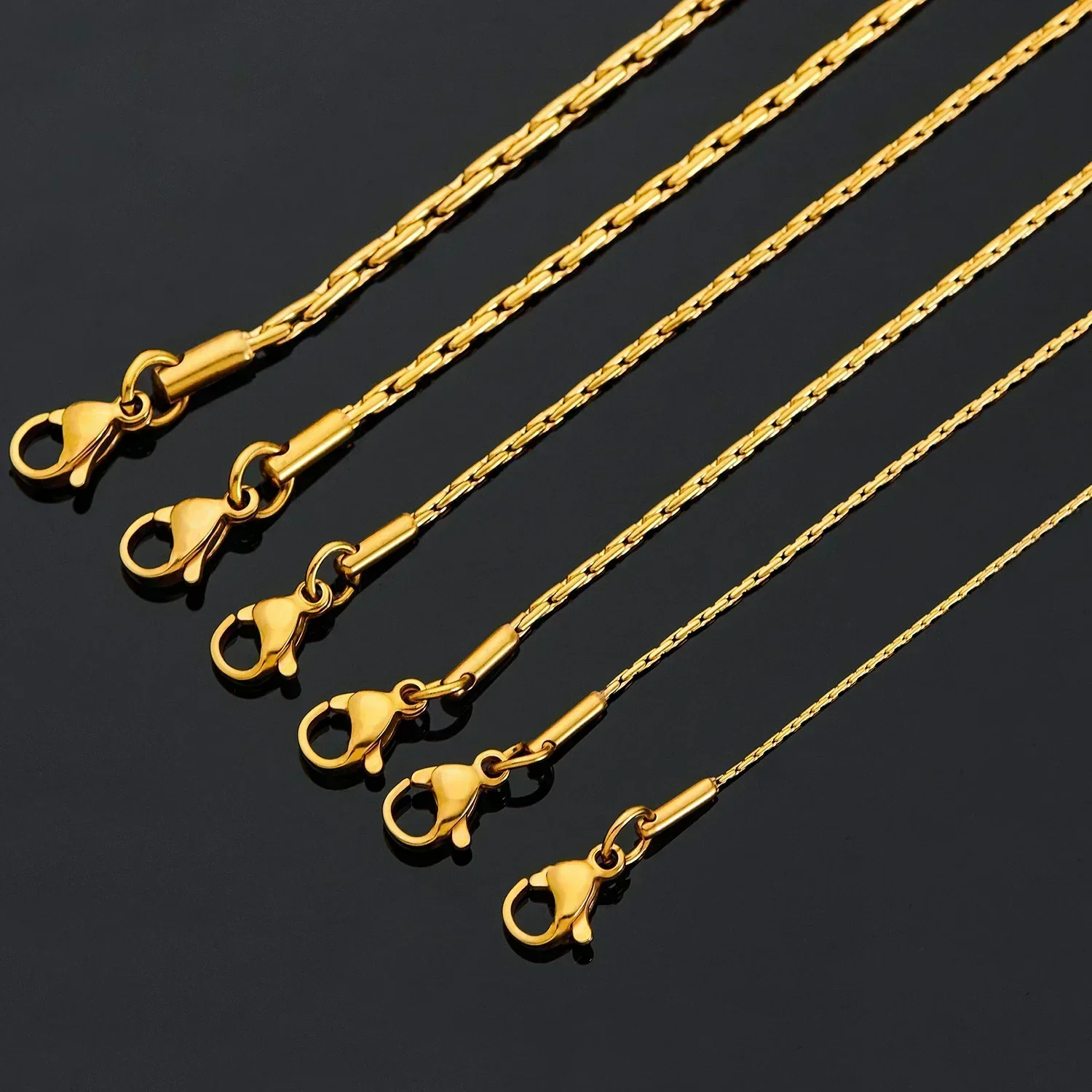 Collar Gargantilla Noble de Cadena de Eslabones de Acero Inoxidable Dorado