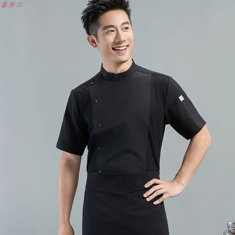 Uniforme de Chef de Hotel, restaurante occidental, Steakhouse, ropa de trabajo de manga corta de verano, ropa de Chef de panadero de cantina
