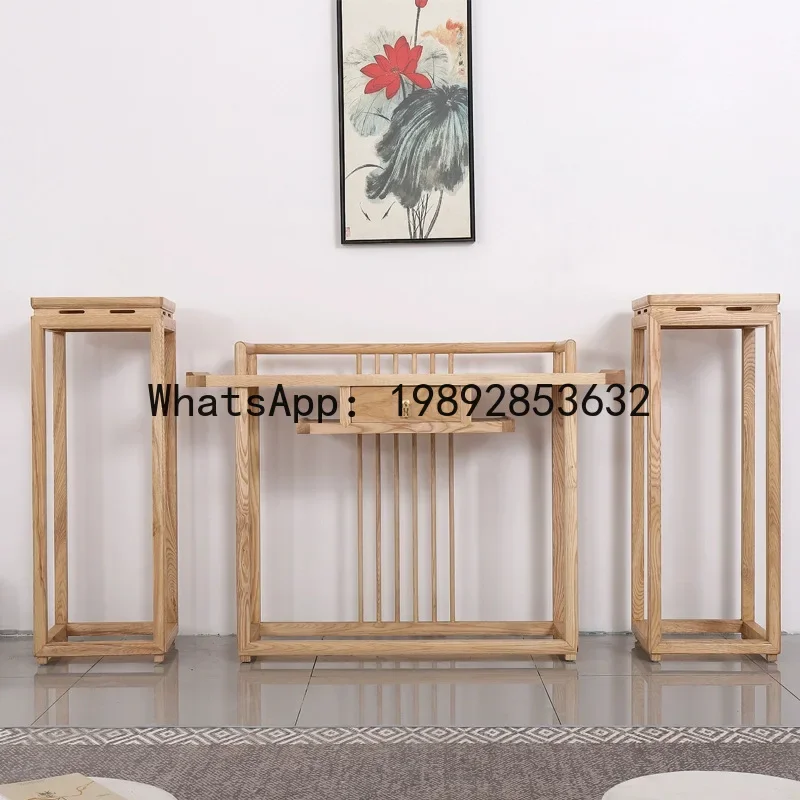 H5.20 new chinese style ash wood entryway bonsai stand balcony living room decorative flower stand shelf