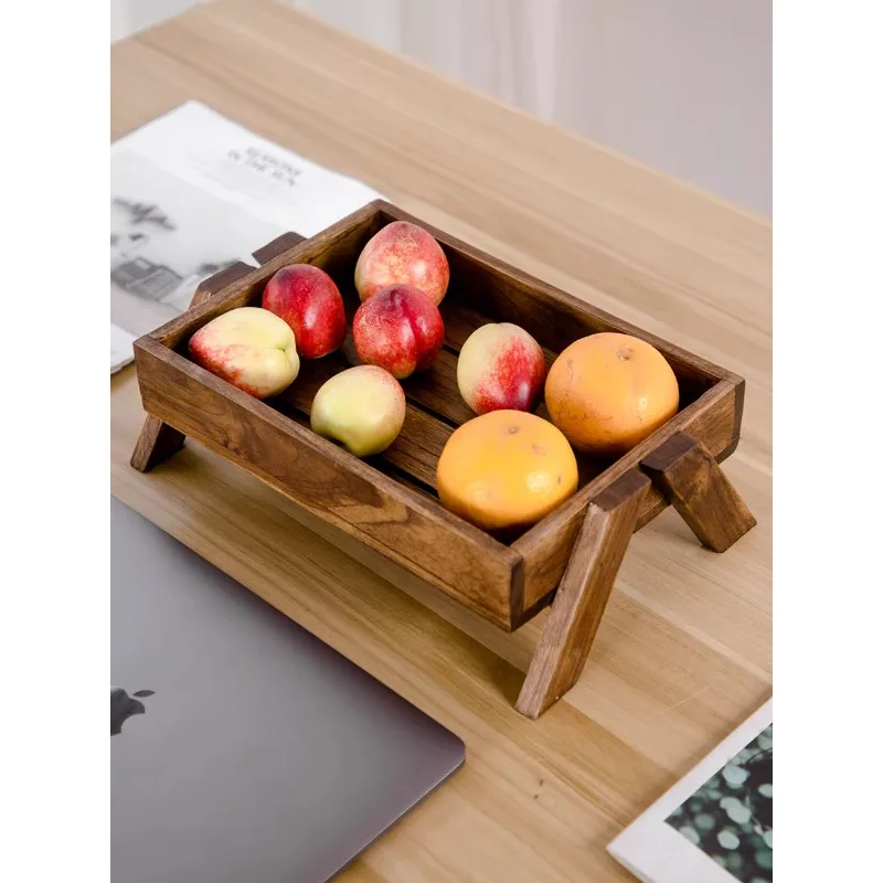 Living room solid wood fruit tray household tea table candy snack  wood retro  new Chinese fruit inventory center