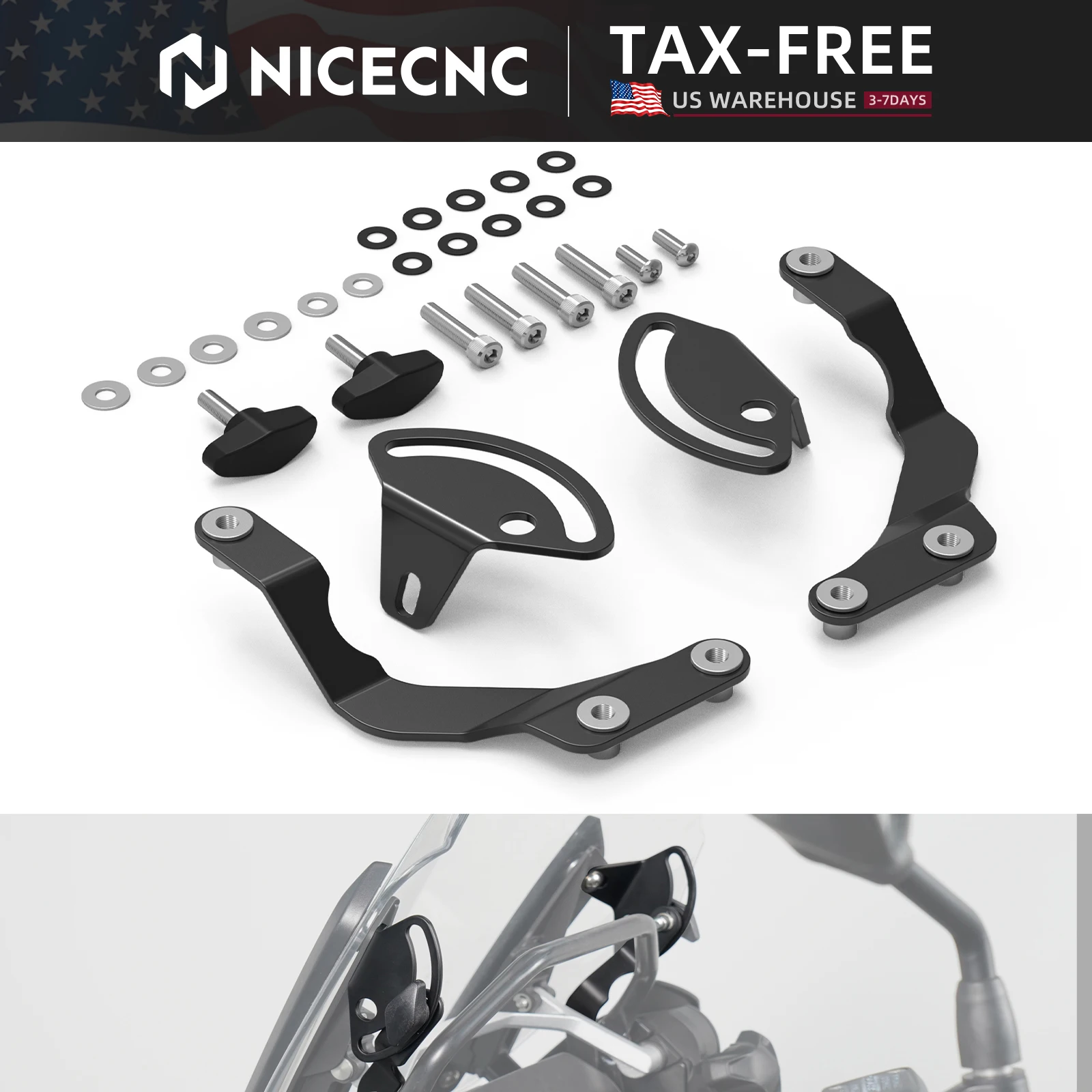 

(US Stock) Windscreen Stabilizer Kit For BMW R 1250 GS R 1200 GS R1250GS Adventure 2018-2024 R1200GS Adventure 2014-2019