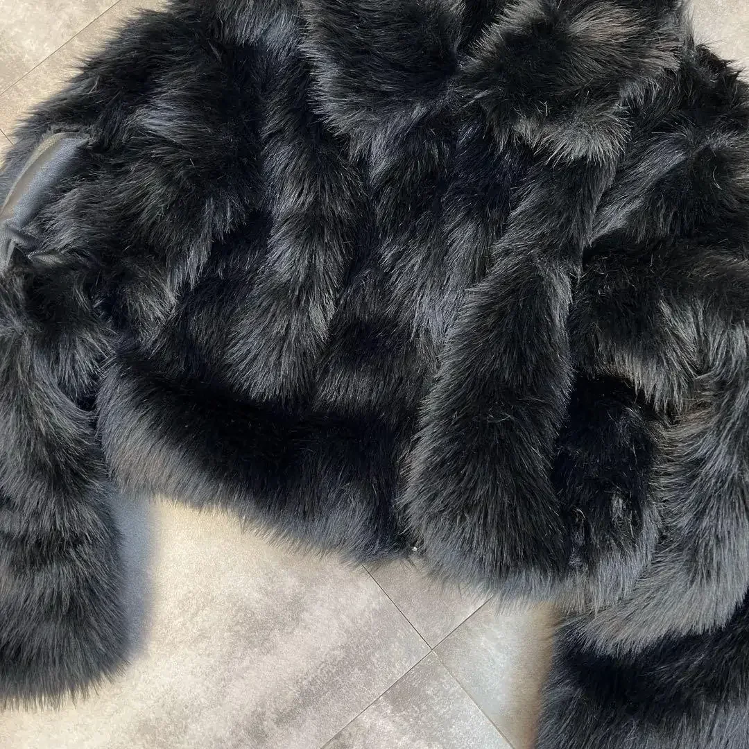 Women Fluffy Jacket Winter Clothes Short Faux-Fox Fur Coats Korea Lapel Casual Black Outwear Female Thick Warm Plush Overcoat