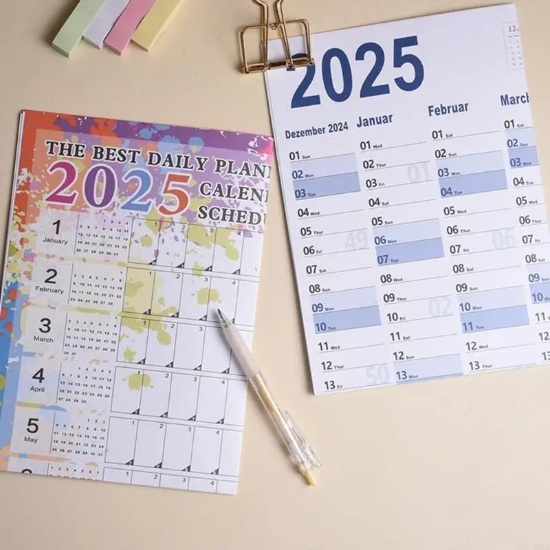 H37B 2025 Wall Calendar School Year Planner Annual Calendar School Calendar English Edition Calendar for Office School Home