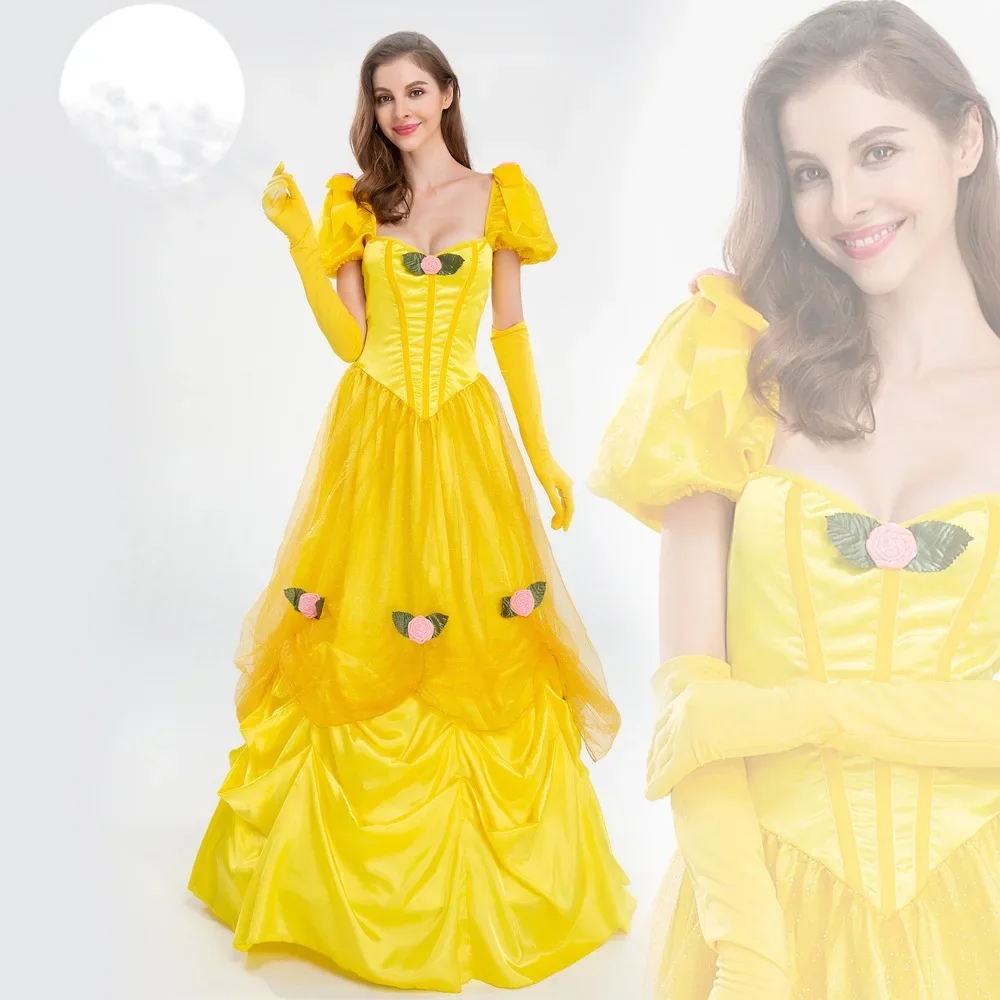 

Halloween Women Cosplay Belle Princess Dress Adult Stage Costume