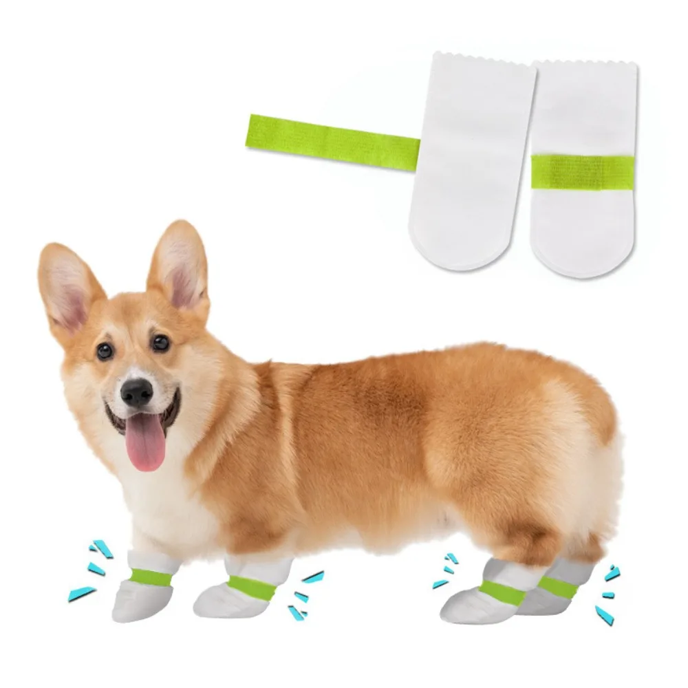 8pcs Non-woven Fabric Pet Shoes White Protective Pet Disposable Shoe Covers Dog Foot Cover For Outdoor Activities of Pets