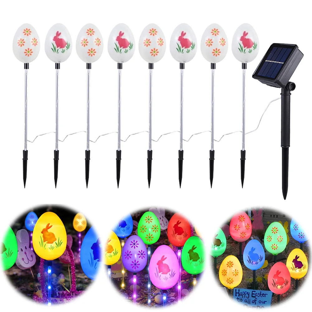 Solar Easter Eggs Bunny Light Garden Stake Light Decorative LED Yard Stake Light Festival Landscape Light for Outside Ornaments
