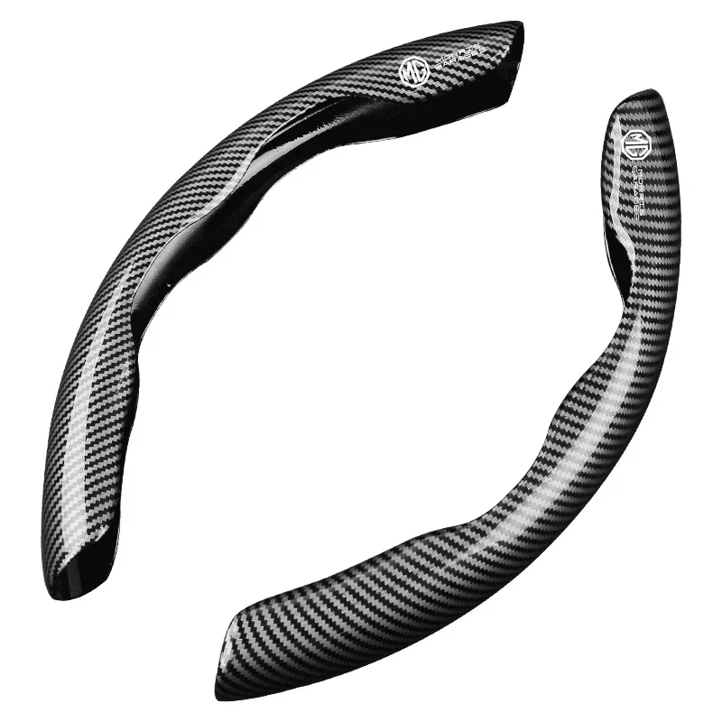 3D Logo Carbon Leather Steering Wheel Cover For MG EHS MG7 MG6 MG5 MG4 EV ZS HS MG3 Cyberster Anti Slip Interior Styling