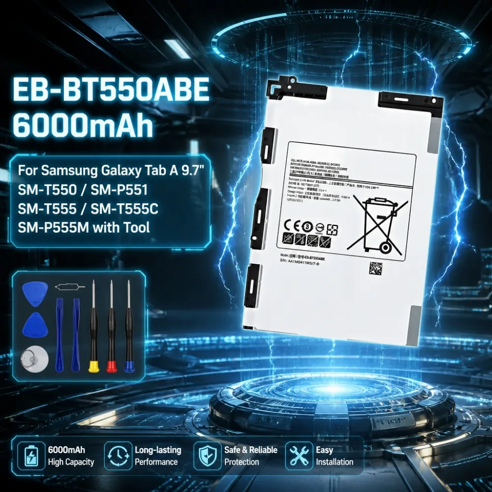 

EB-BT550ABE Battery 6000mAh For Samsung Galaxy Tab A 9.7 inch SM-T550 SM-P551 SM-T555 Tablet Replacement Battery With Repair