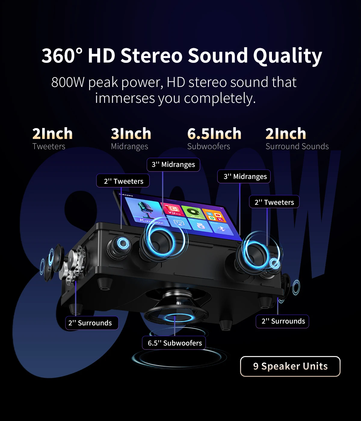 1TB Portable All-in-One Karaoke Machine with 12.2 Inch Touch Screen for Home KTV System