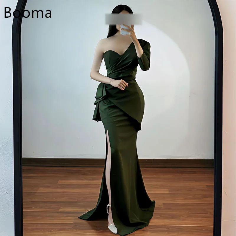 

Booma Elegant Evening Dresses Satin Pleat Formal Party Gowns for Women One Shoulder Long Prom Gown Customize