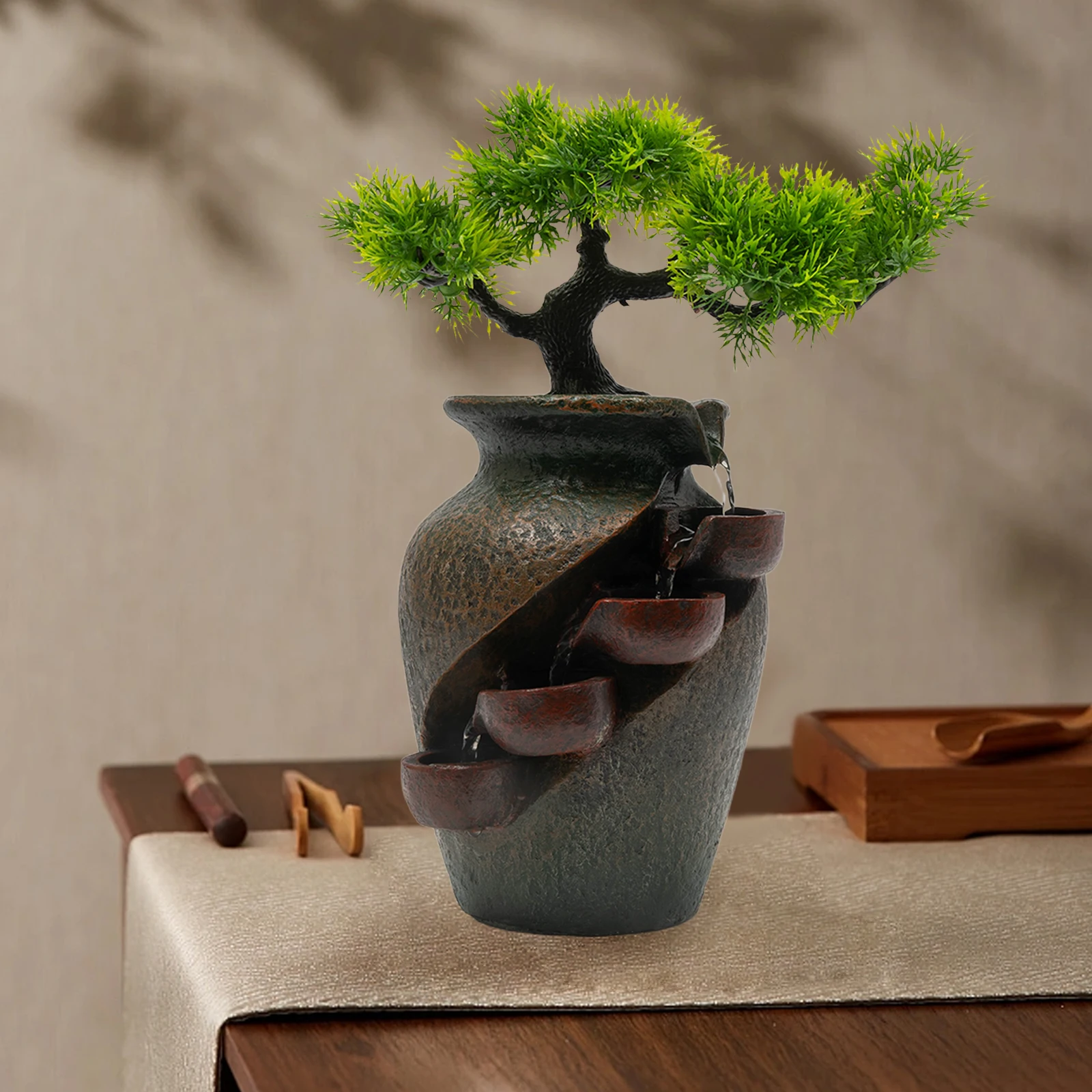 

Настольный фонтан-водопад для помещений, мини-водопад для релаксации, декоративный элемент для стола и офиса