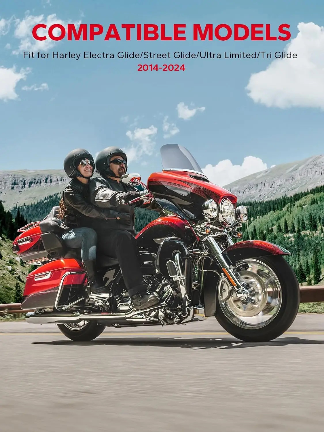 10 Wave Windshield Windscreen Fit 2014-2023 Harley Touring Street Glide Electra Glide Ultra Limited Tri Glide Except 23 FLHXSE